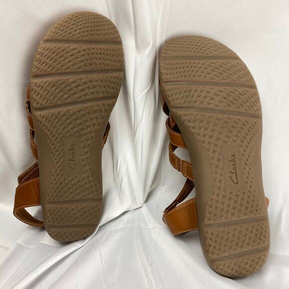 Clarks Collection Women's Comfort Fisherman Sandals Tan Leather Size 8  L:9.5" - Picture 9 of 14